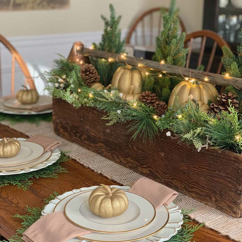 Lush winter greenery with eucalyptus and holly